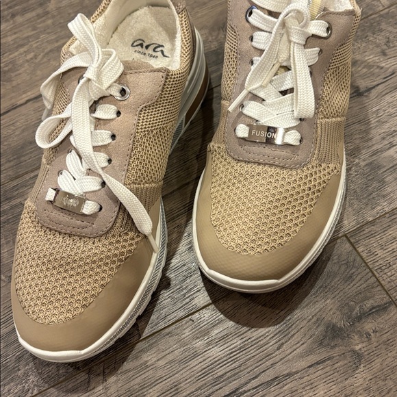 Ara Beige and White High Soft Sneakers - Picture 1 of 15